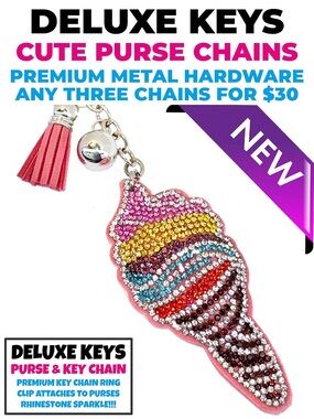 DeLuxe Keys Rhinestone Keychain/Purse Chain-Ice Cream Swirl